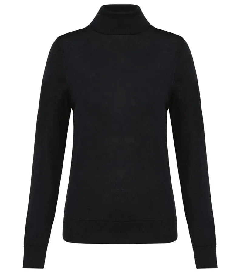 Ladies' Roll-Neck Merino Jumper Black