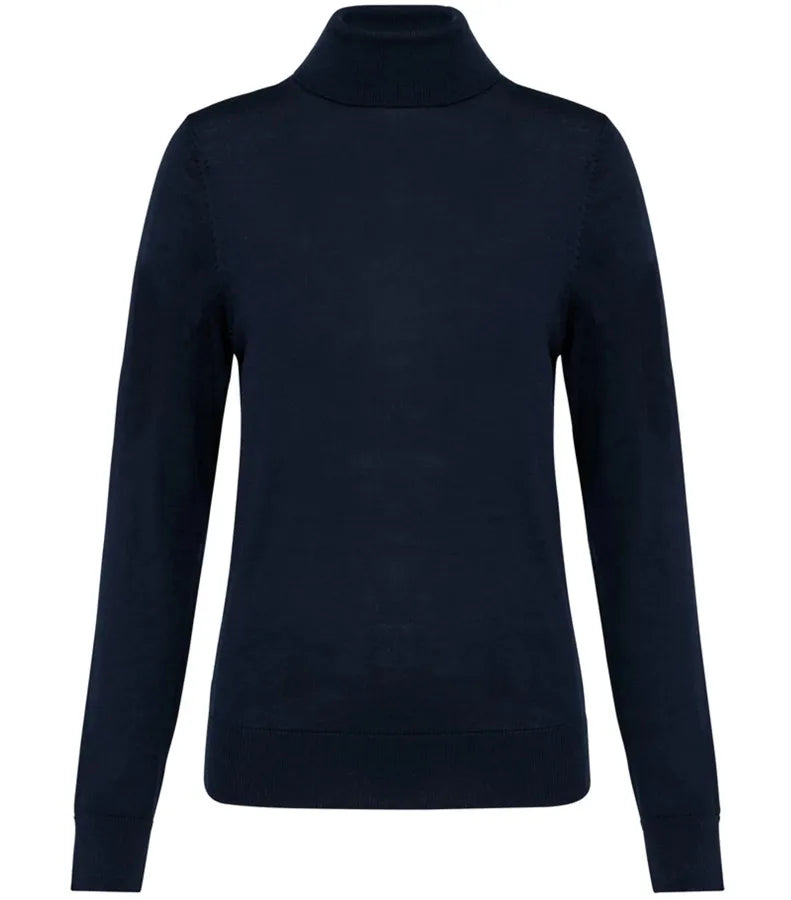 Ladies' Roll-Neck Merino Jumper DeepNavy