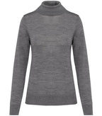 Ladies' Roll-Neck Merino Jumper GreyHeather