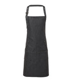 Jeans stitch bib apron BlackDenim