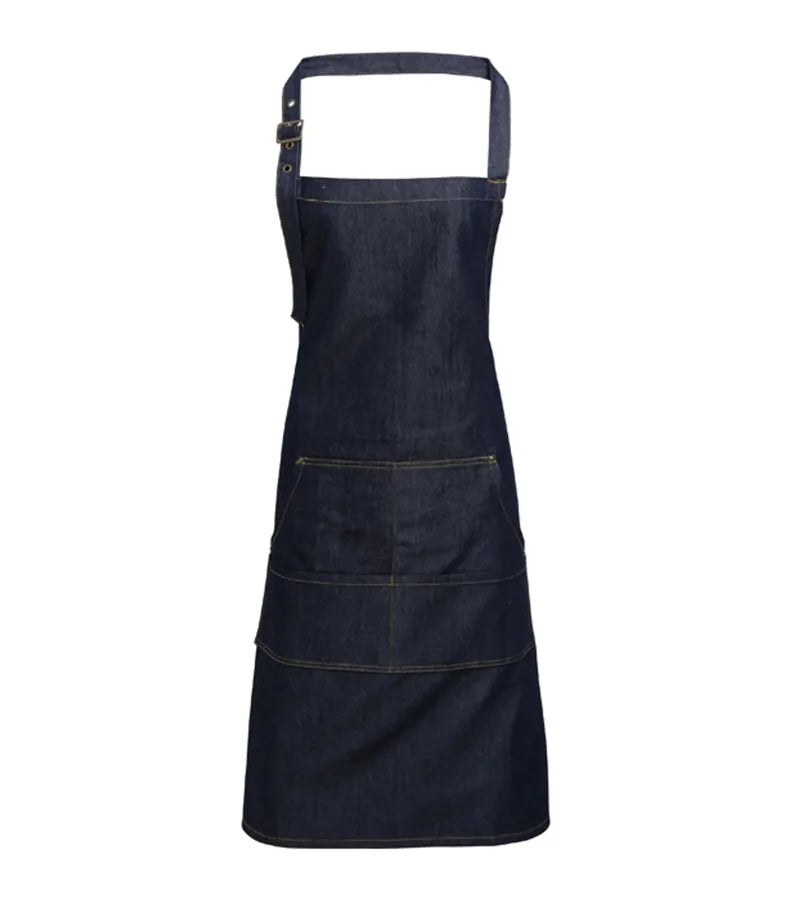 Jeans stitch bib apron IndigoDenim