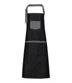 Domain contrast denim bib apron BlackDenim