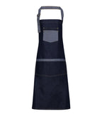Domain contrast denim bib apron IndigoDenim