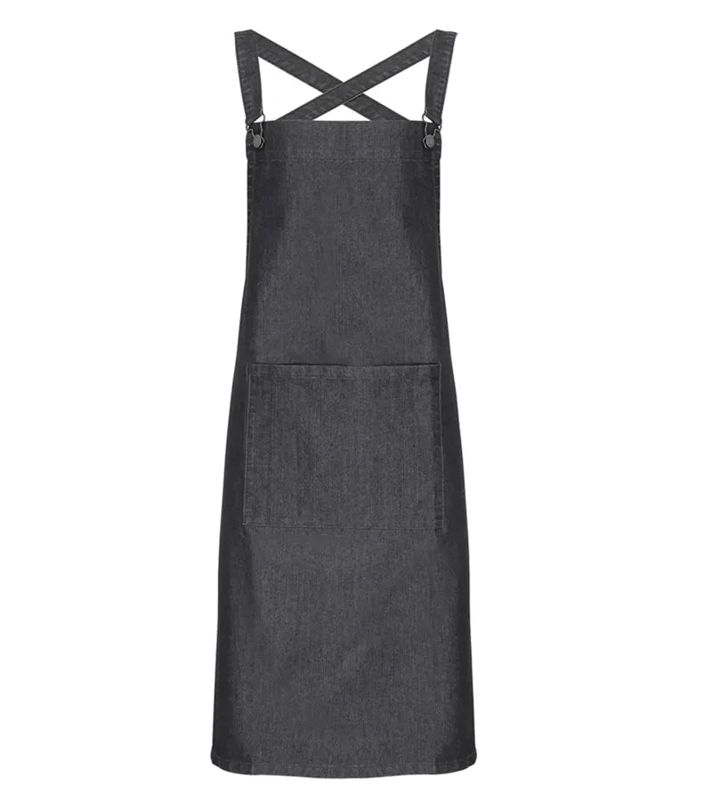 Cross Back Barista Bib Apron BlackDenim