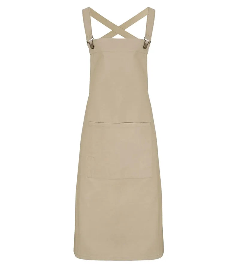 Cross Back Barista Bib Apron Khaki