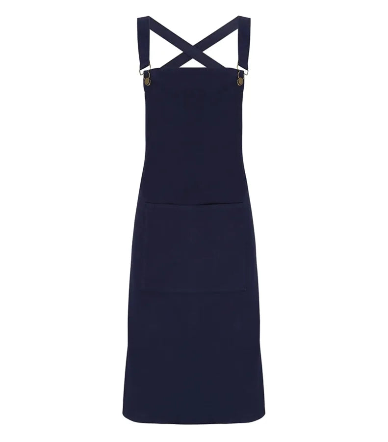 Cross Back Barista Bib Apron Navy