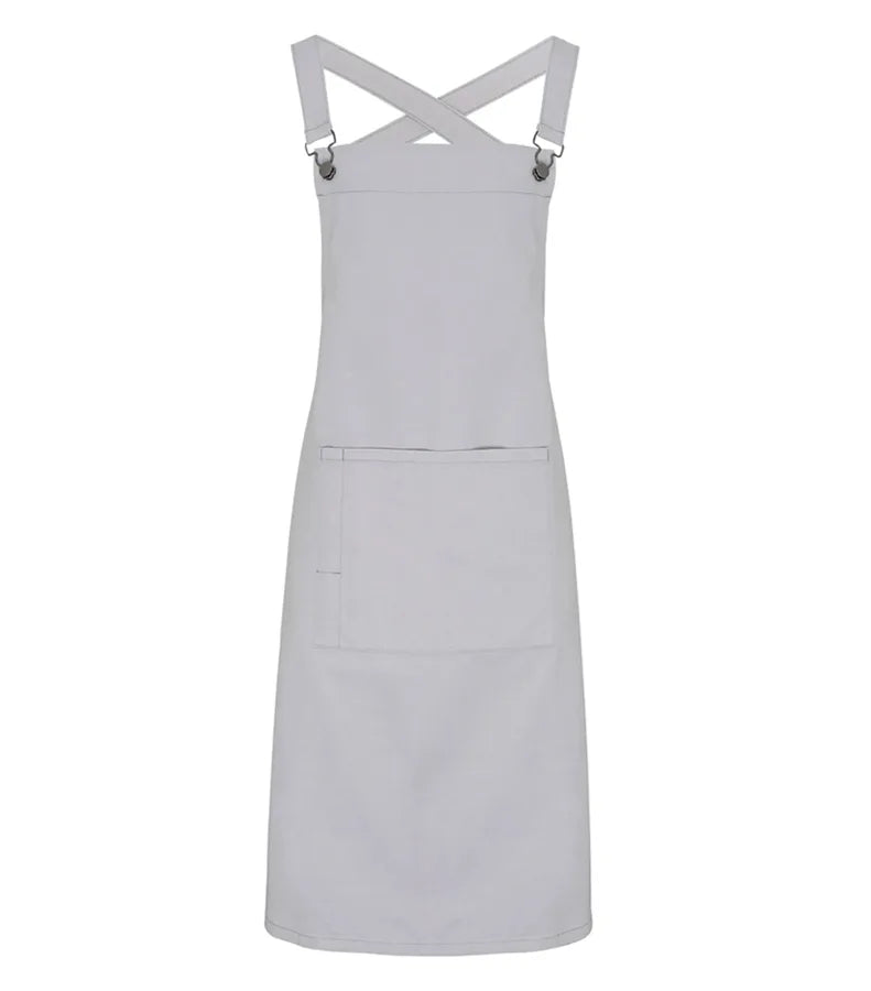 Cross Back Barista Bib Apron Silver