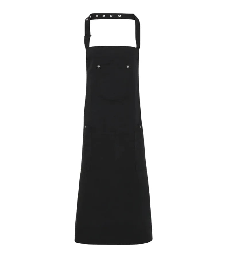 Chino cotton bib apron Black