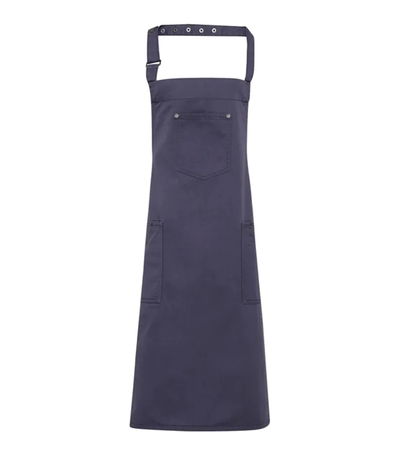 Chino cotton bib apron Steel