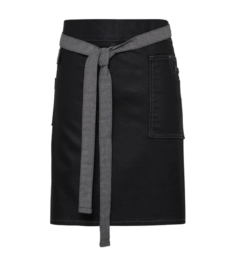 Division waxed-look denim waist apron BlackDenim