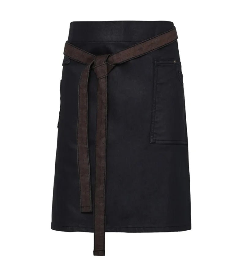 Division waxed-look denim waist apron Indigo/BrownDenim