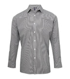 Microcheck (Gingham) long sleeve cotton shirt Black/White