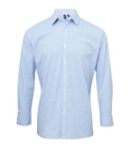 Microcheck (Gingham) long sleeve cotton shirt LightBlue/White