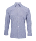 Microcheck (Gingham) long sleeve cotton shirt Navy/White