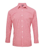 Microcheck (Gingham) long sleeve cotton shirt Red/White