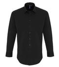 Men's Stretch Fit Cotton Poplin Long Sleeve Shirt Black