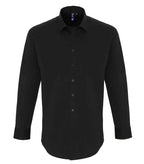 Men's Stretch Fit Cotton Poplin Long Sleeve Shirt Black