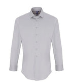 Men's Stretch Fit Cotton Poplin Long Sleeve Shirt Silver