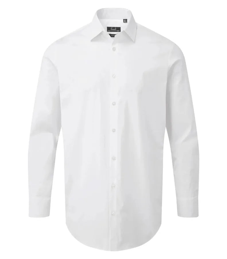 Men's Stretch Fit Cotton Poplin Long Sleeve Shirt White