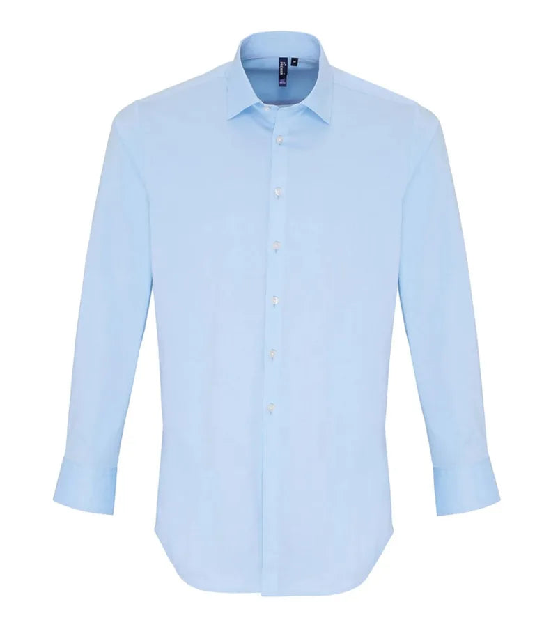 Men's Stretch Fit Cotton Poplin Long Sleeve Shirt PaleBlue