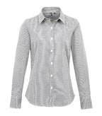 Women's Microcheck (Gingham) LS Cotton Shirt Black/White