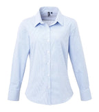 Women's Microcheck (Gingham) LS Cotton Shirt LightBlue/White