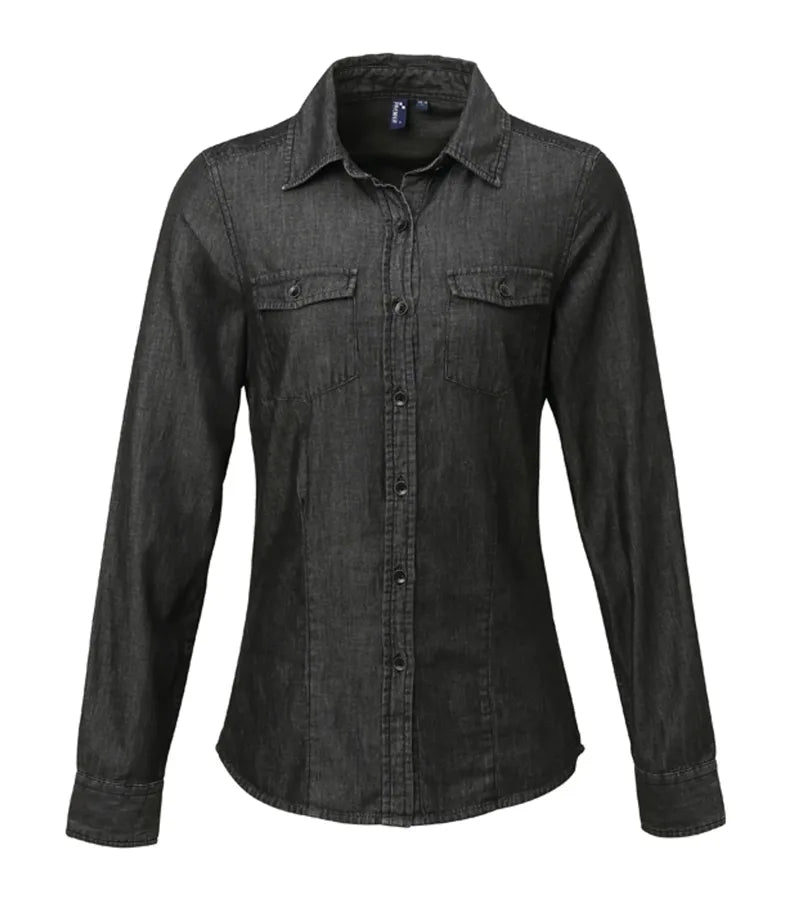 Women's jeans stitch denim shirt BlackDenim