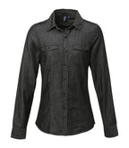 Women's jeans stitch denim shirt BlackDenim