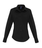 Women's Stretch Fit Cotton Poplin Long Sleeve Shirt Black