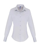 Women's Stretch Fit Cotton Poplin Long Sleeve Shirt Silver