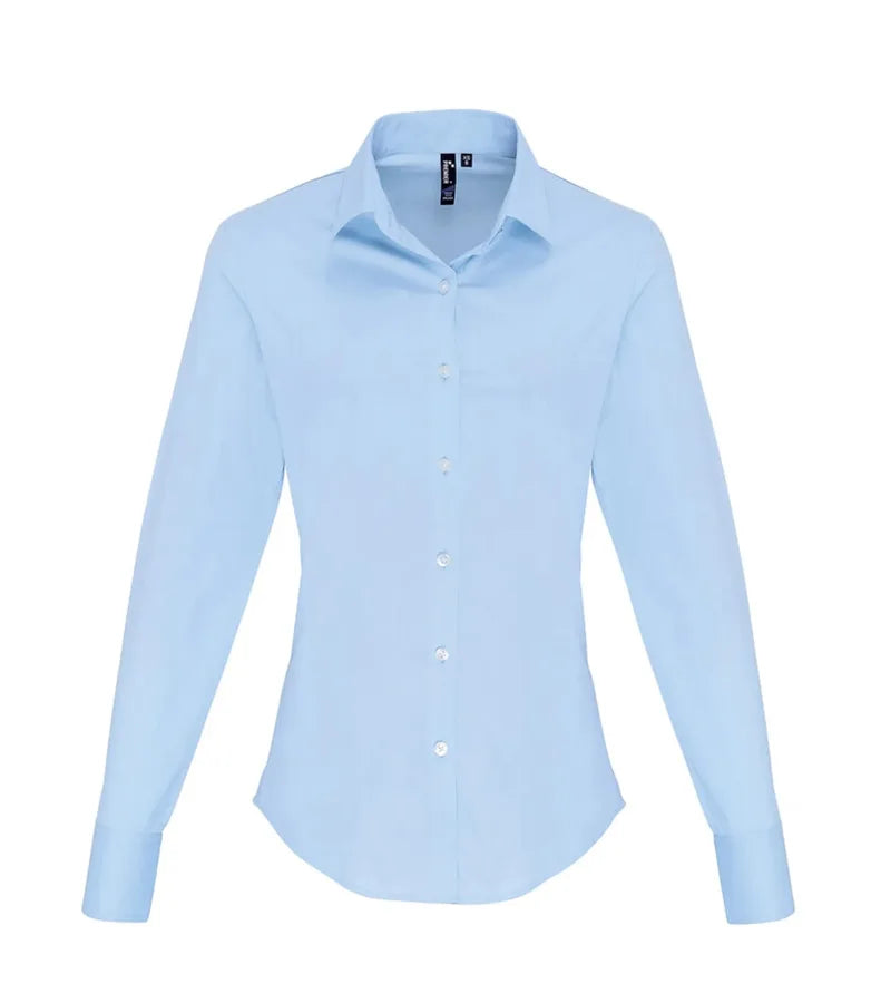 Women's Stretch Fit Cotton Poplin Long Sleeve Shirt PaleBlue