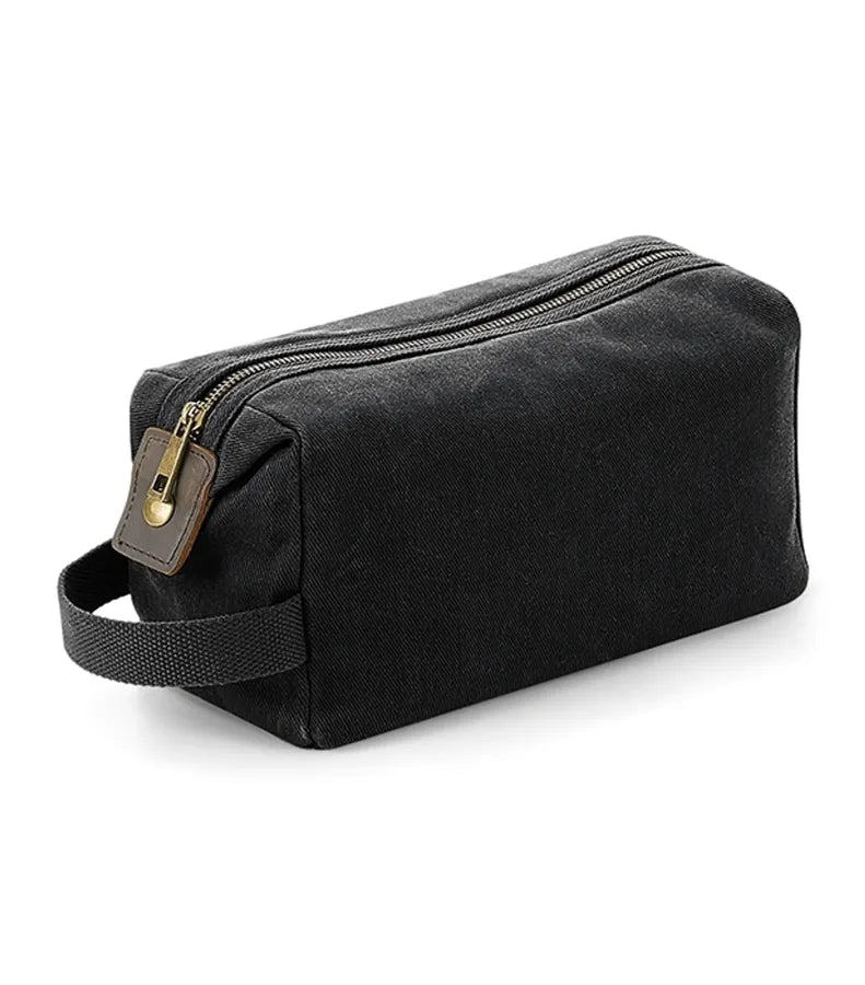 Heritage Waxed Canvas Wash Bag Black