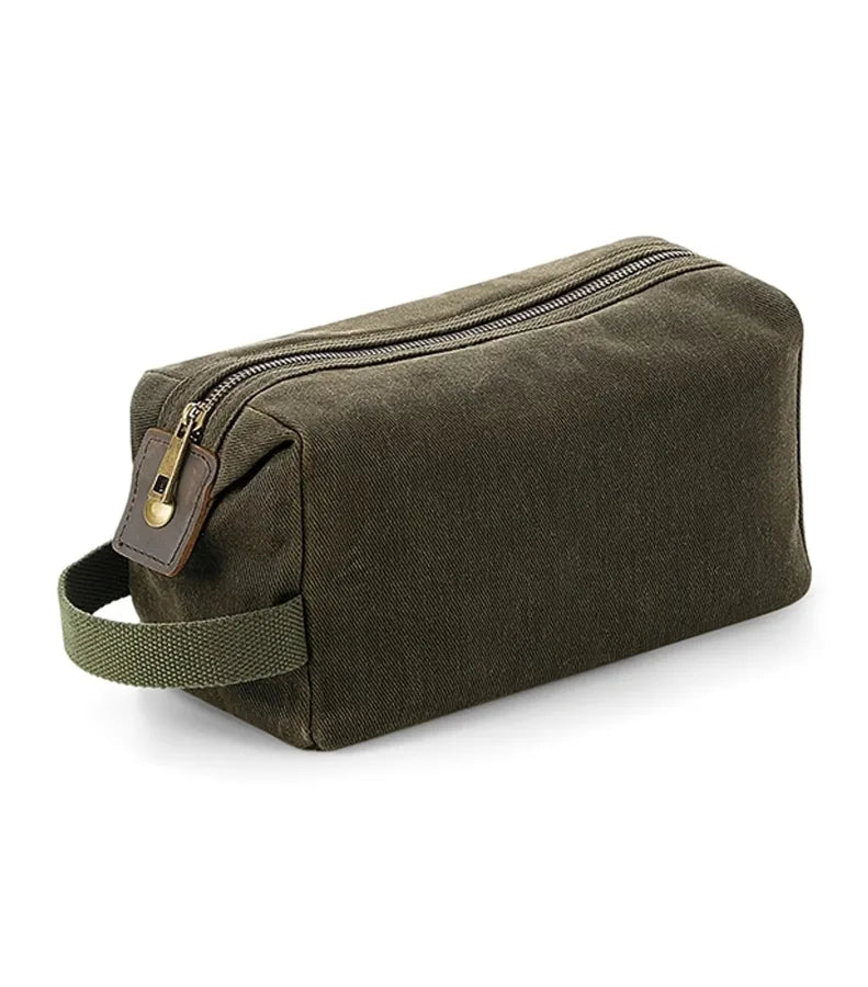 Heritage Waxed Canvas Wash Bag OliveGreen