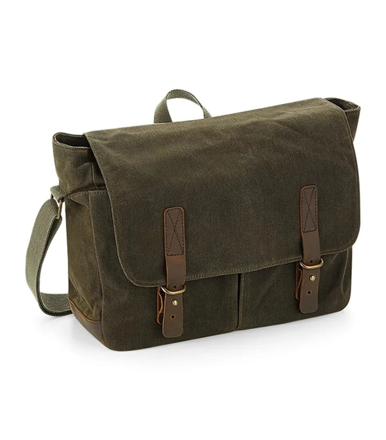 Heritage Waxed Canvas Messenger OliveGreen