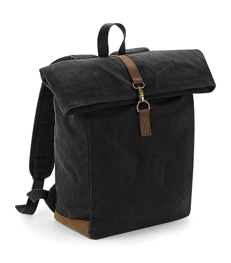 Heritage Waxed Canvas Backpack Black