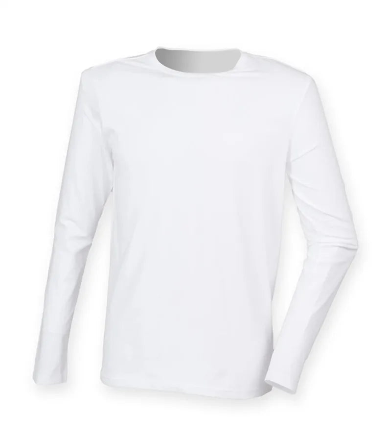 Men`s Feel Good Long Sleeved Stretch T White