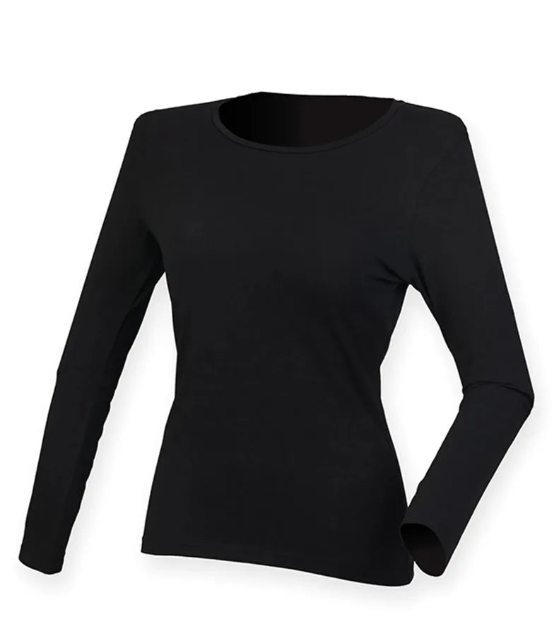 Ladies` Feel Good Long Sleeved Stretch T Black