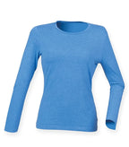 Ladies` Feel Good Long Sleeved Stretch T HeatherBlue