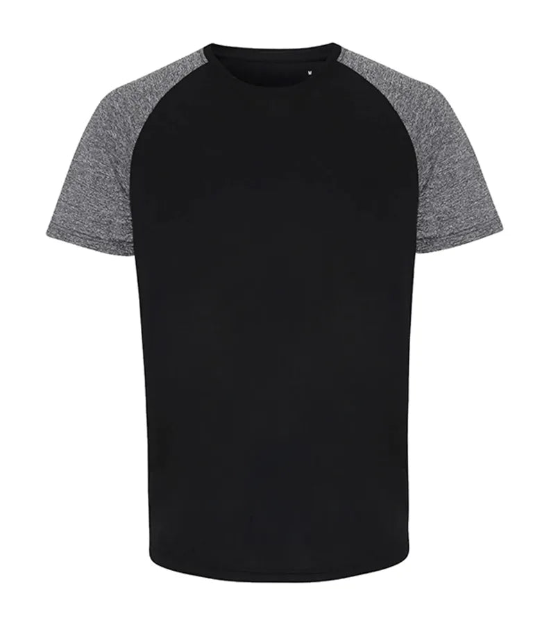 Mens TriDri ® Contrast Sleeve Performance Tshirt Black/Bl.Melange
