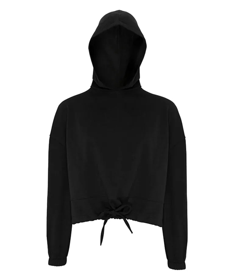 Womens Cropped Oversize Hoodie Black