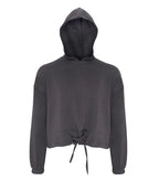Womens Cropped Oversize Hoodie Charcoal