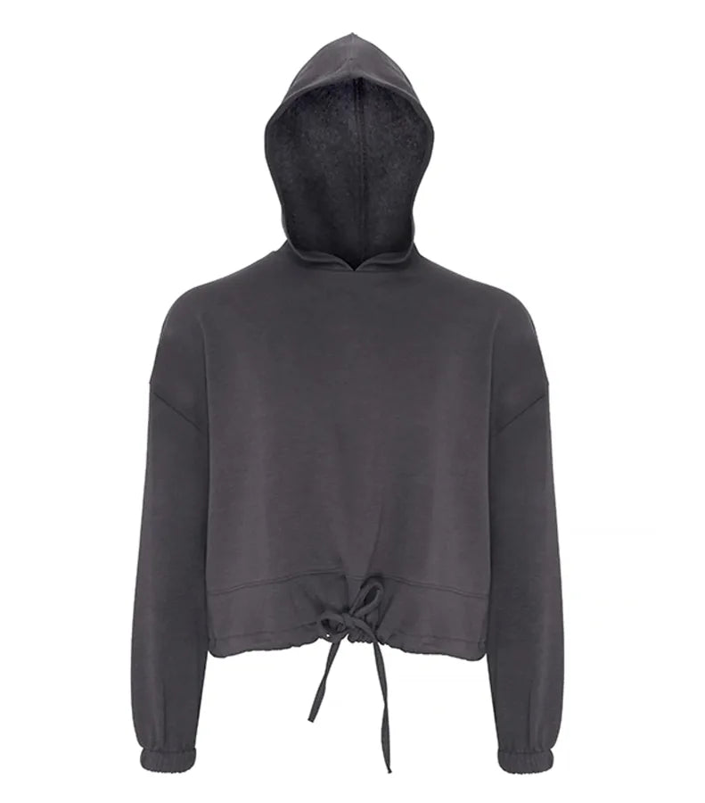 Womens Cropped Oversize Hoodie Charcoal