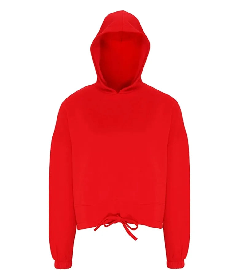 Womens Cropped Oversize Hoodie FireRed