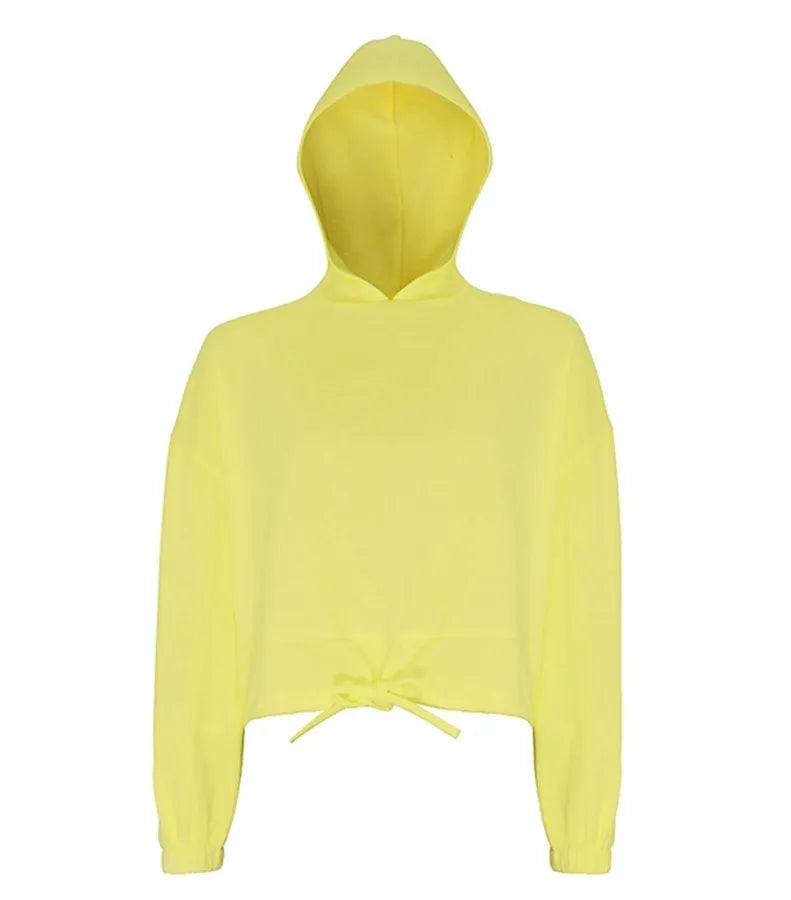 Womens Cropped Oversize Hoodie Lemon