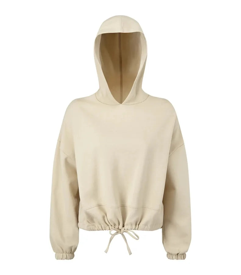 Womens Cropped Oversize Hoodie Nude
