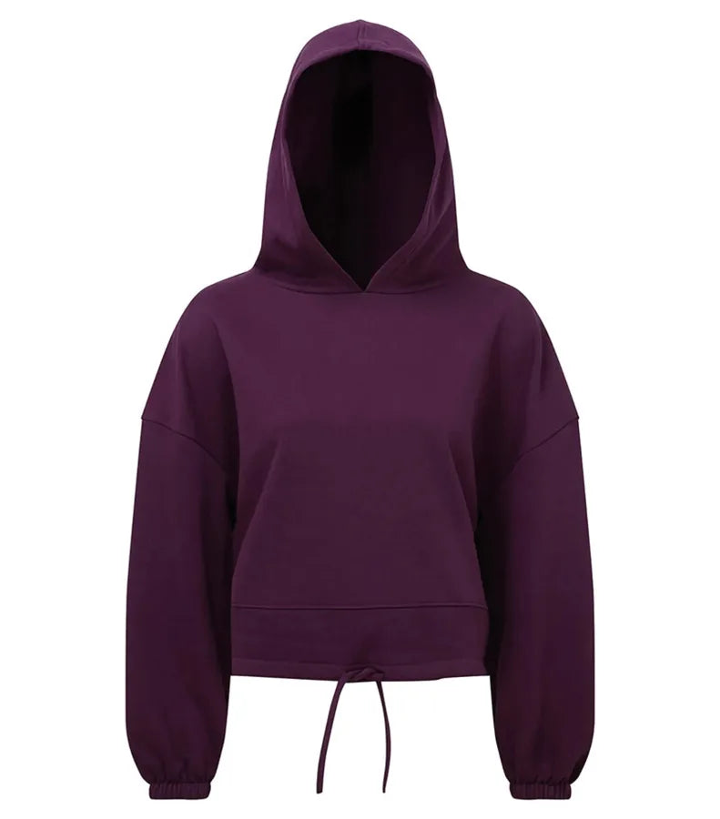 Womens Cropped Oversize Hoodie Mulberry