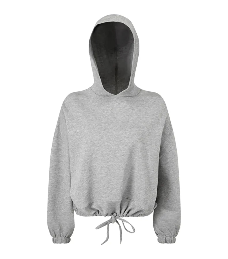 Womens Cropped Oversize Hoodie Heathergrey