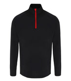 Mens TriDri® long Sleeve Performance 1/4 Zip Black/Red