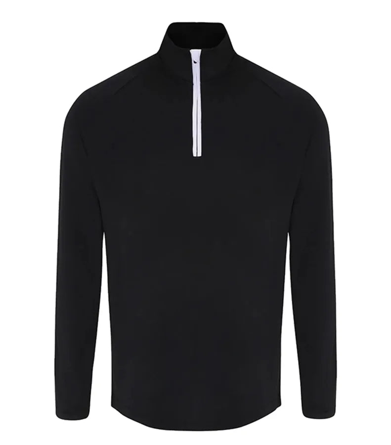 Mens TriDri® long Sleeve Performance 1/4 Zip Black/White