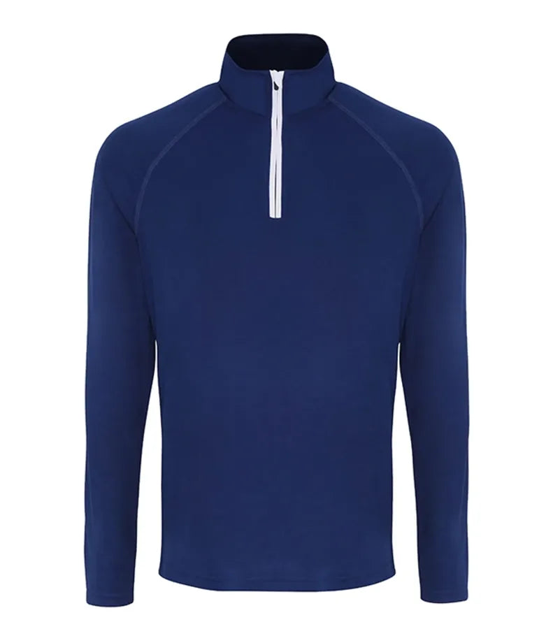 Mens TriDri® long Sleeve Performance 1/4 Zip Navy/White